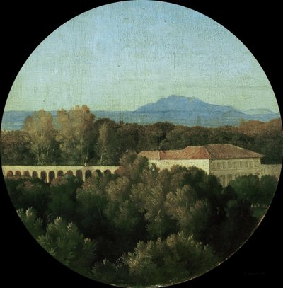 Paisagem romana com acuaduct da Villa Borghese, 1807. de Jean Auguste Dominique Ingres