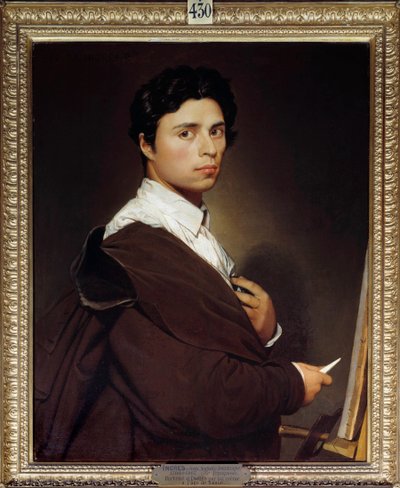 Auto-Retrato a 24 Anos Pintura de Jean Auguste Dominique Ingres (1780-1867) 1804 Sol. 0,77x0,61 m Chantilly, musee Conde - Auto-retrato aos 24 anos de idade. Pintura de Jean Auguste Dominique Ingres (1780-1867) 1804. 0,77 x 0,61 m. Museu Conde, Chantilly,  de Jean Auguste Dominique Ingres