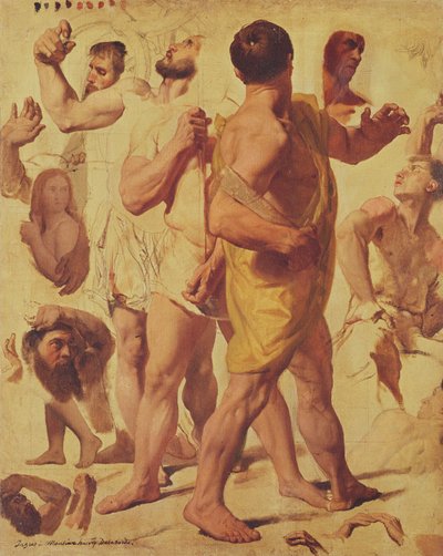 Estudos para o "Martírio de São Symphorian" (dedicado a Henry Delaborde, artista francês e crítico de arte), c.1824 de Jean Auguste Dominique Ingres