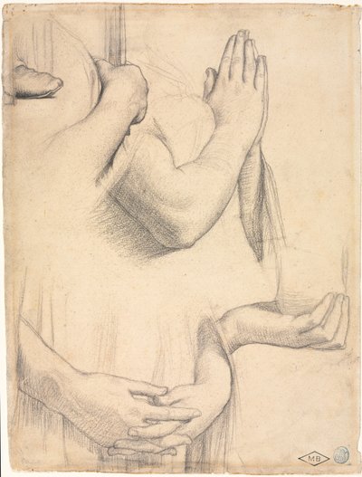 Estudo das mãos de Jean Auguste Dominique Ingres