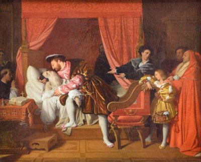 A morte de Leonardo da Vinci de Jean Auguste Dominique Ingres