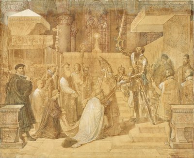 O Duque de Alba recebe a bênção do Papa na Catedral de Sainte-Gudule, em Bruxelas de Jean Auguste Dominique Ingres