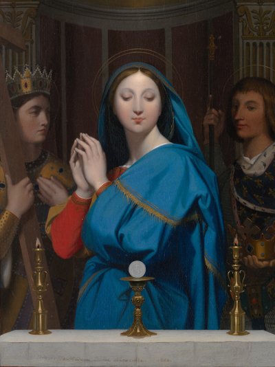 A Virgem Adorando o Anfitrião, 1852. de Jean Auguste Dominique Ingres