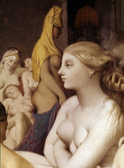 O banho turco, detalhe (1862, óleo sobre madeira) de Jean Auguste Dominique Ingres