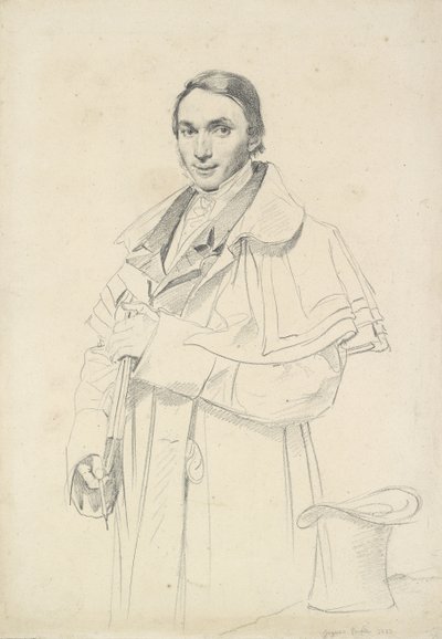 Retrato de três quartos de Jean-François-Antoine Forest (grafite em papel branco) de Jean Auguste Dominique Ingres