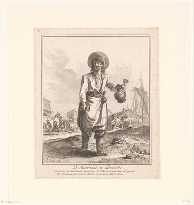 Vendedor de limonada
Le Marchand de Limonade (título sobre o objecto)
Comerciantes e vendedores ambulantes de São Petersburgo e Moscovo (título da série)
Premiere Suite de Cris et Divers Marchands de Petersbourg et de Moscou (título da série) de Jean Baptist Leprince