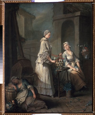 "The Flower Merchant" (Uma florista) Pintura de Jean-Baptiste (Jean Baptiste) Charpentier (1728-1806) 1795-1799 Museu Pushkin, Moscovo de Jean Baptiste Charpentier