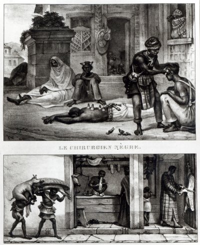 Um cirurgião negro; Loja de um vendedor de carne de porco (litho) (foto a p/b) de Jean Baptiste (after) Debret