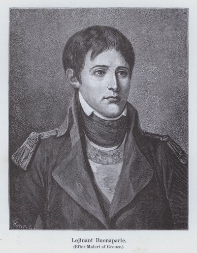 Napoleão Bonaparte como jovem tenente de artilharia, c1785 (litho) de Jean Baptiste (after) Greuze