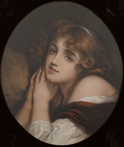 Inocência, retrato de uma mulher (gravura a cores) de Jean Baptiste (manner of) Greuze