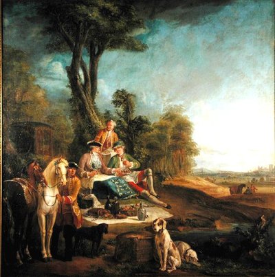 Um Almoço de Caça (óleo sobre tela) de Jean Baptiste (school of) Oudry