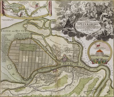 Mapa do plano diretor de São Petersburgo de Jean Baptiste Alexandre Le Blond