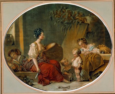 Educação: “” Pergunte por favor ”” Uma mãe ensina seu filho as maneiras certas. impressão de Gautier Dagoty de Jean Baptiste André Gautier Dagoty