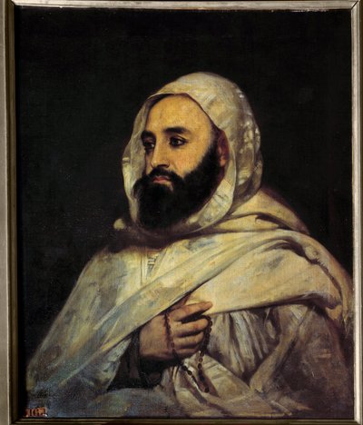Retrato de Ben Mahi Ed Din Abd El Kader (Abd El-Kader) (1808 - 1883) Emir Argelino (h s/t 0,72 x 0,59) pintura de Angel Tissier (1814 - 1876) Versailles. Musee du Chateau. de Jean Baptiste Ange Tissier