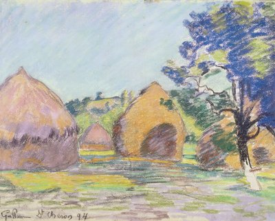 Montes de feno em Saint-Cheron (pastel sobre papel) de Jean Baptiste Armand Guillaumin