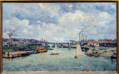 O porto de Charenton. Vista da cidade de Charenton-le-Pont de Jean Baptiste Armand Guillaumin