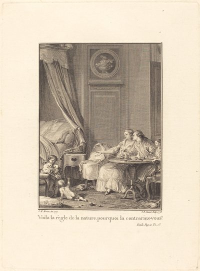 Esta é a regra da natureza, por que você a quebra? de Jean Baptiste Blaise Simonet after Jean Michel Moreau