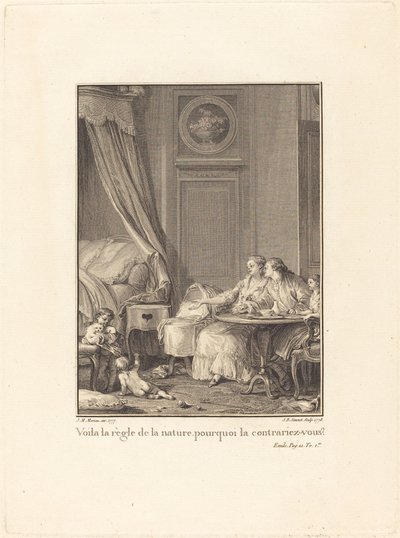 Esta é a regra da natureza, por que você a quebra? de Jean Baptiste Blaise Simonet after Jean Michel Moreau