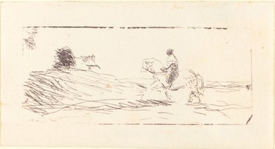 Carta-de-visita com Cavaleiro La Carte de visite au cavalier, 1853. de Jean Baptiste Camille Corot