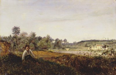 Jovem Patre Sentado em Vista do Etang de Ville d