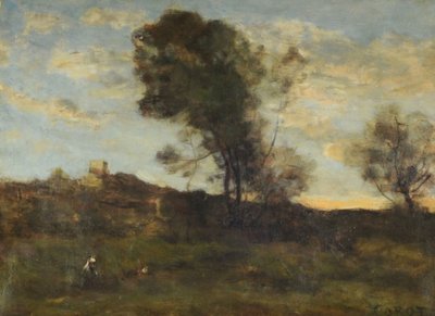 Últimos raios de sol, c.1870 (óleo sobre tela) de Jean Baptiste Camille Corot