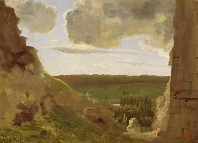 Ruínas medievais, c.1828-30 (óleo sobre tela montado a bordo) de Jean-Baptiste-Camille Corot