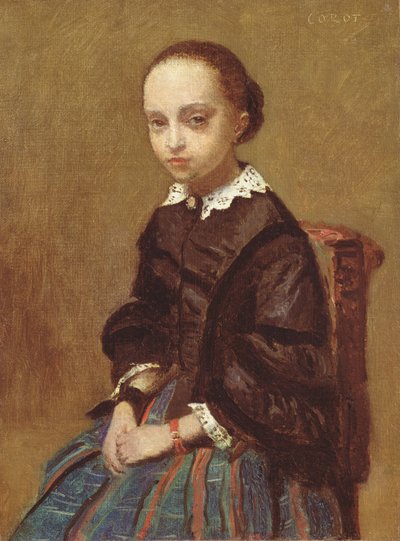 Retrato de uma menina, 1857-58 de Jean-Baptiste-Camille Corot
