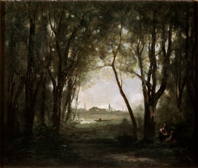 Cena perto de um lago, 1860-1873. de Jean-Baptiste-Camille Corot