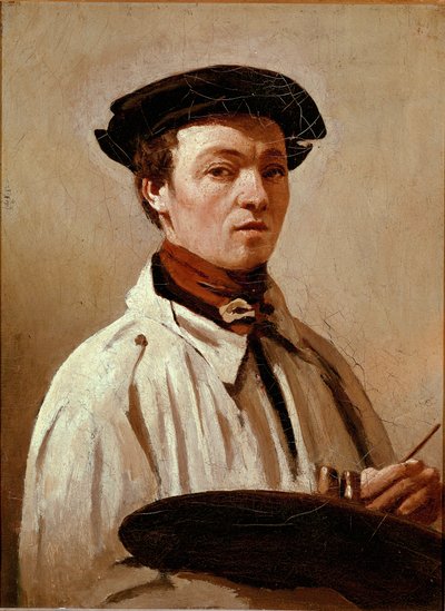 Auto-retrato. Pintura de Jean Baptiste Camille Corot (1796-1875). Óleo sobre tela. Dimensões: 34x25cm. Firenze, Galleria degli Uffizi de Jean Baptiste Camille Corot