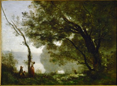 Recordação de Mortefontaine, França ... de Jean-Baptiste-Camille Corot