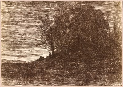 O bosque do eremita, ou as margens do lago Trasimène,1858 (desenho) de Jean-Baptiste-Camille Corot