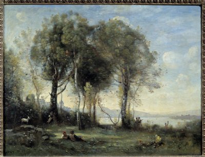 As cabras de Castel Gondolfo. Pintura de Camille Corot (1796-1875) de Jean-Baptiste-Camille Corot