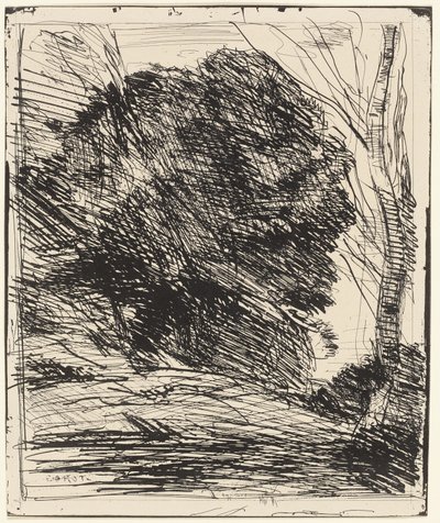 Árvores em uma montanha de Jean-Baptiste-Camille Corot