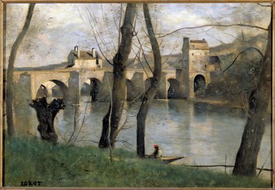 Vista da ponte de Mantes Pintura de Camille Corot (1796-1875) Sol do século XIX. 0,38x0,55 m Paris musee du Louvre de Jean Baptiste Camille Corot