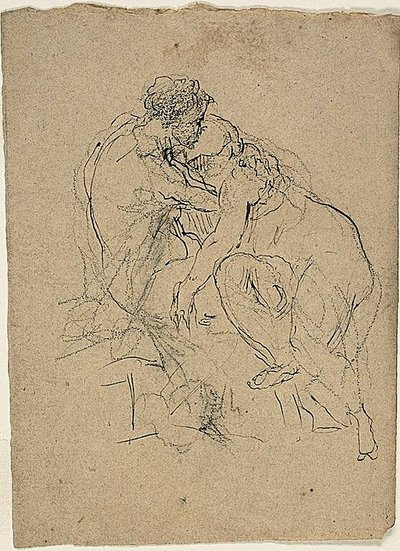 Casal sentado a abraçar-se de Jean Baptiste Carpeaux