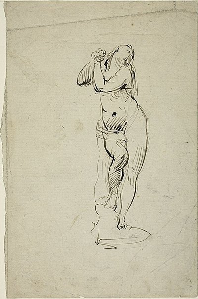 Mulher de pé com as mãos fechadas de Jean Baptiste Carpeaux