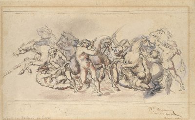 Início da Corrida dos Cavalos de Barberi, Roma, 1860. de Jean Baptiste Carpeaux