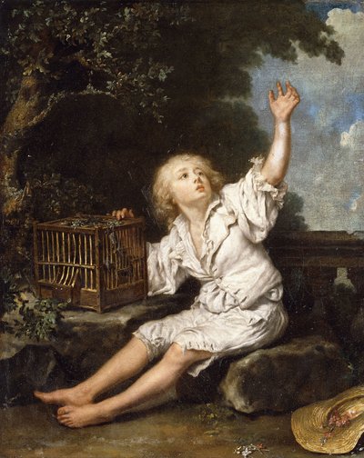 Um menino com uma gaiola vazia, de Jean Baptiste Charpentier