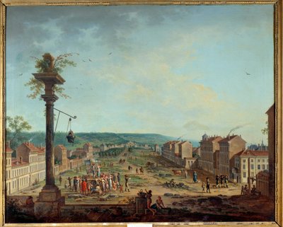 O lugar de Greve em Nancy. Pintura de Jean Baptiste Claudot (1733-1805) de Jean Baptiste Claudot