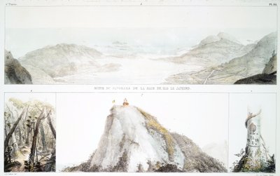 Panorama da Baía do Rio de Janeiro (litografia colorida à mão) de Jean Baptiste Debret