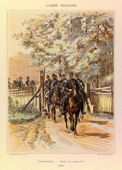 Tipos e uniformes da Armadura Francesa do Capitão Jules Richard, ilustrados por Edouard Detaille (1848-1912): Gendarmerie in Field Dress em 1887, Coleção Particular de Jean-Baptiste Edouard Detaille