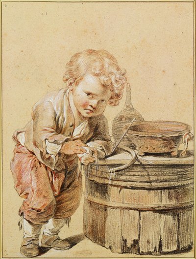 Menino com um ovo quebrado, ca 1756 de Jean Baptiste Greuze