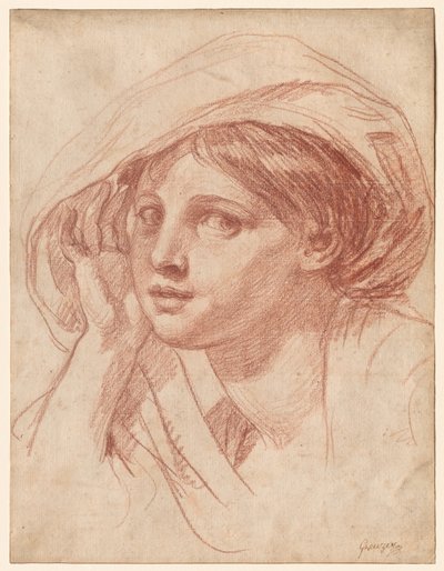 Cabeça de uma jovem de Jean Baptiste Greuze