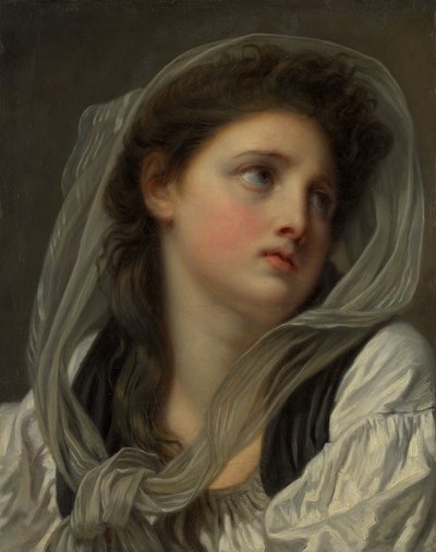 Cabeça de uma jovem, possivelmente dos anos 1780. de Jean Baptiste Greuze