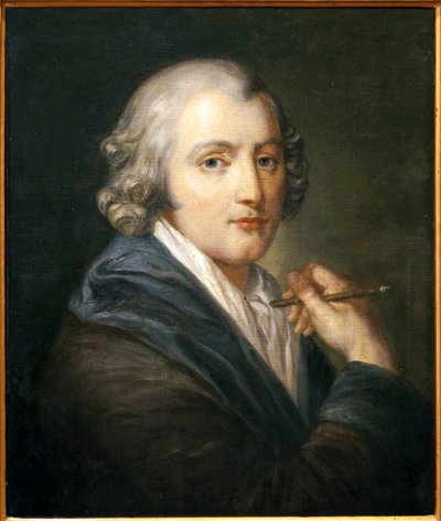 Auto-retrato. Pintura de Jean Baptiste Greuze (1725-1805), óleo sobre tela, cerca de 1755. Arte francais do século XVIII. Hotel Dieu, Musee Greuze, Tournus. de Jean Baptiste Greuze