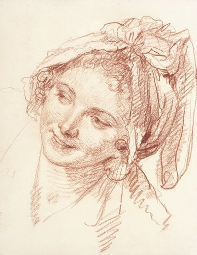 A cabeça de uma jovem inclinada para a esquerda, de Jean Baptiste Greuze