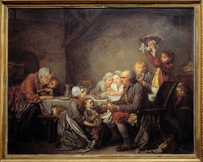 O bolo dos Reis Uma família que partilha o bolo na festa da Epifania. Pintura de Jean Baptiste Greuze (1725-1805) 1774 Sol. 0,72x0,91 m Montpellier musee Fabre de Jean Baptiste Greuze