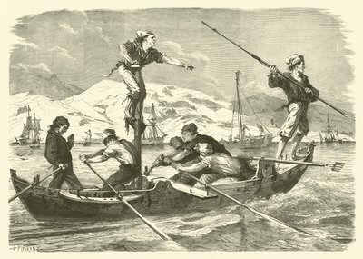 Pesca do espadarte da costa da Sicília (gravura) de Jean Baptiste Henri Durand-Brager