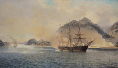Batalha Naval do Estreito de Shimonoseki, 20 de julho de 1863, 1865 de Jean Baptiste Henri Durand Brager