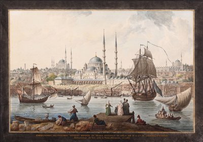 O Yeni Cami e o porto de Istambul, segunda metade do século XVIII. de Jean Baptiste Hilair